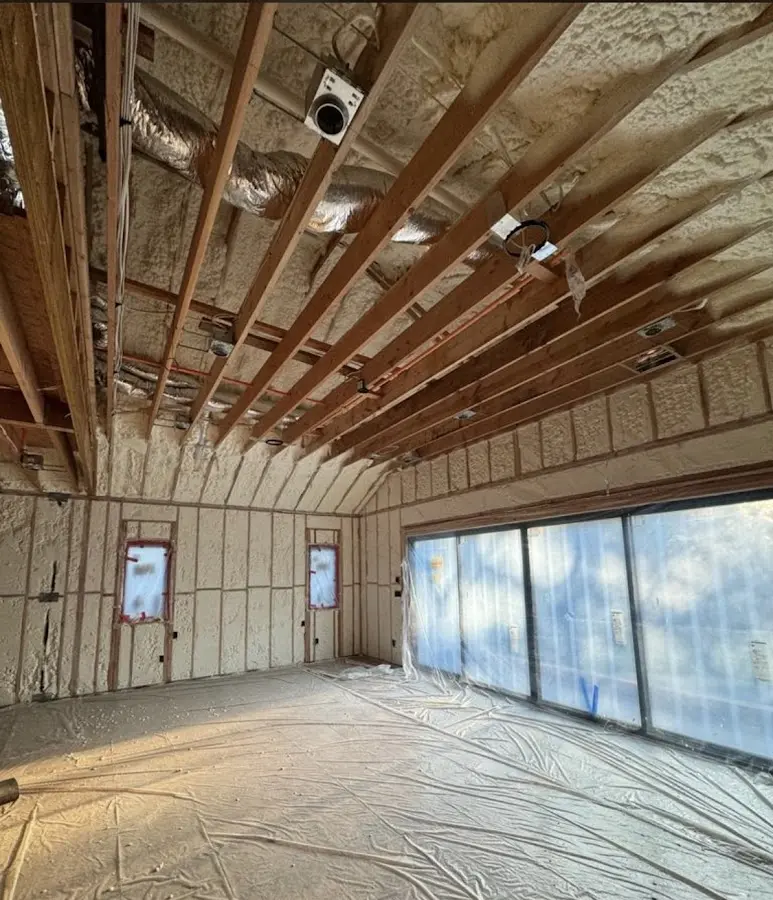 Interior walls and ceiling insulated with spray foam during new construction in Harker Heights